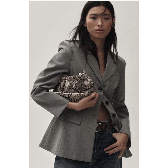 Anthropologie Avec Les Filles Sculpted Hourglass Blazer Sz Md Grey NWT - Picture 3 of 13